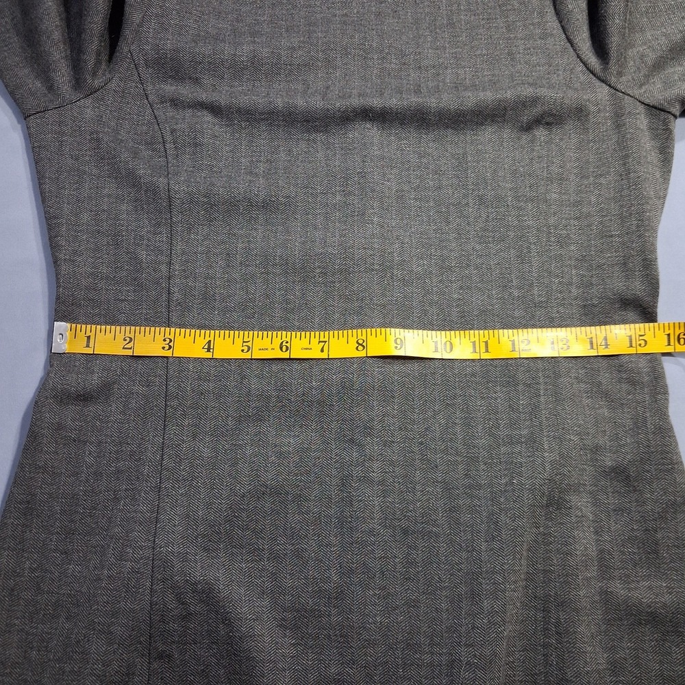 Noir Womens Sheath Dress Sz M Gray Herringbone 3/4 Sleeve Poly/Viscose Spandex - Picture 5 of 16